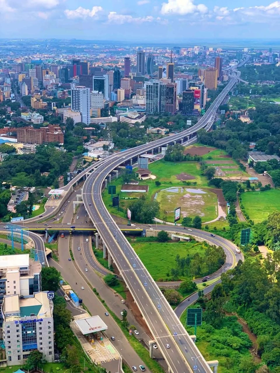 Nairobi skyline and the Nairobi Expressway, Kenya